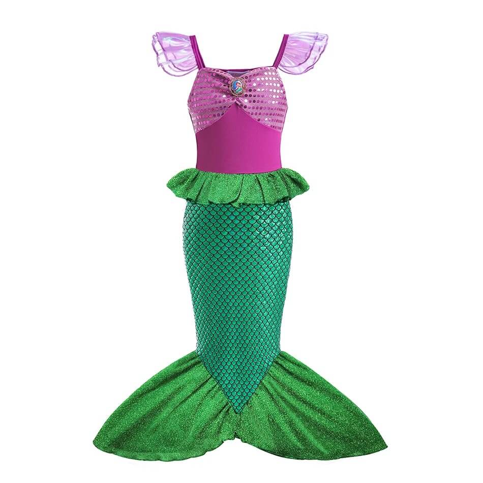 Fantasia Infantil de Ariel Pequena Sereia - 3-10 Anos