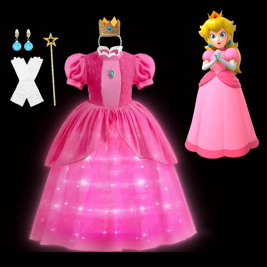 Fantasia Infantil de Princesa Peach de Super Mario Bros - 2-10 Anos
