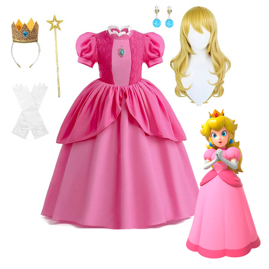 Fantasia Infantil de Princesa Peach de Super Mario Bros - 2-10 Anos