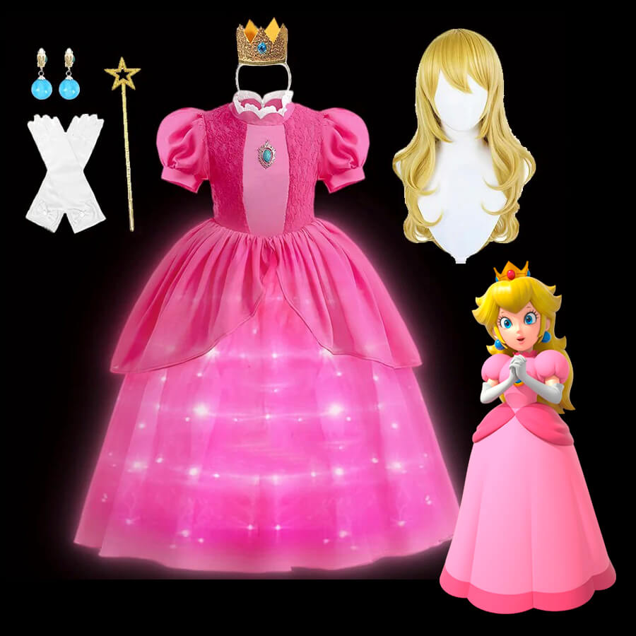 Fantasia Infantil de Princesa Peach de Super Mario Bros - 2-10 Anos