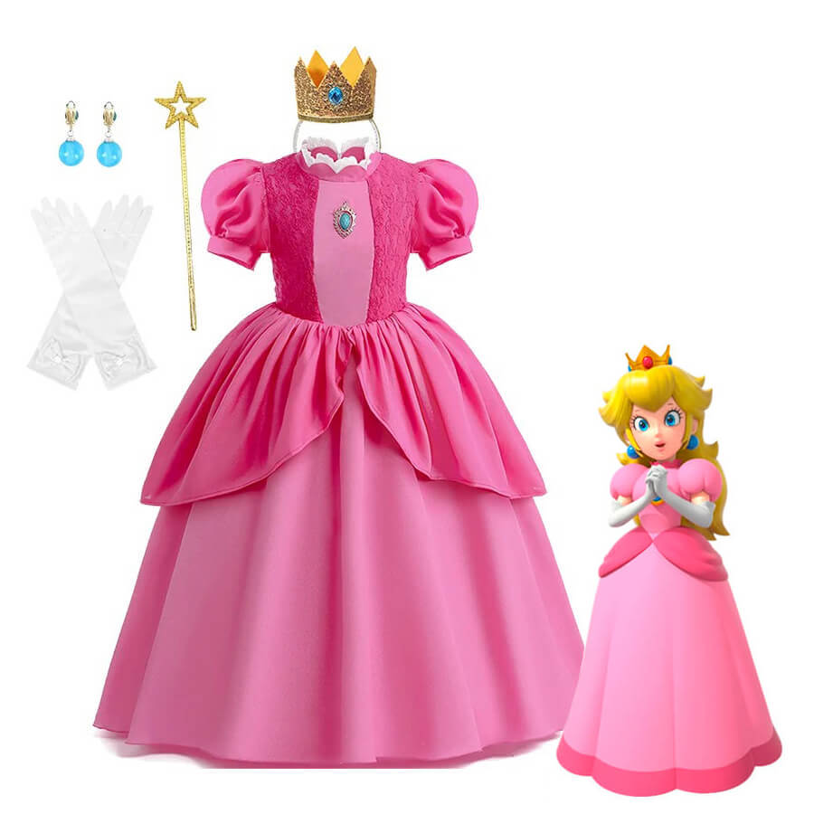 Fantasia Infantil de Princesa Peach de Super Mario Bros - 2-10 Anos