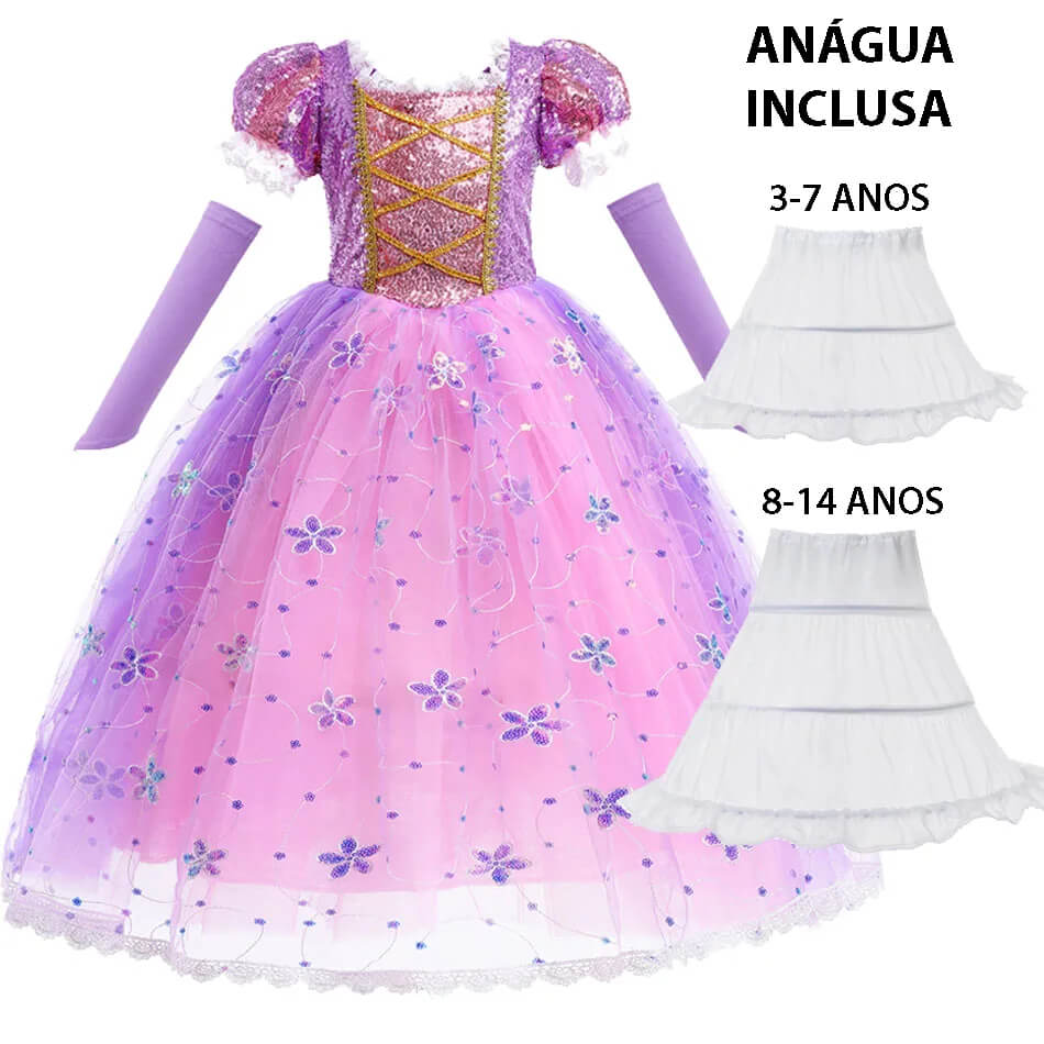 Fantasia Infantil de Rapunzel - 2-10 Anos