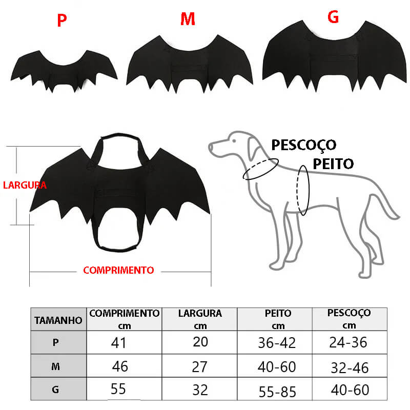 Fantasia de Morcego Para Cães e Gatos