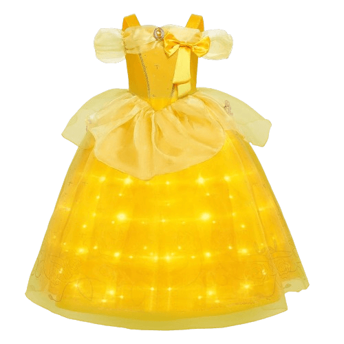 Fantasia Infantil de Bela da Bela e a Fera Com Luzes de LED 2-10