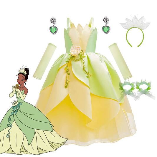 Fantasia Infantil de Princesa Tiana - 2-10 Anos