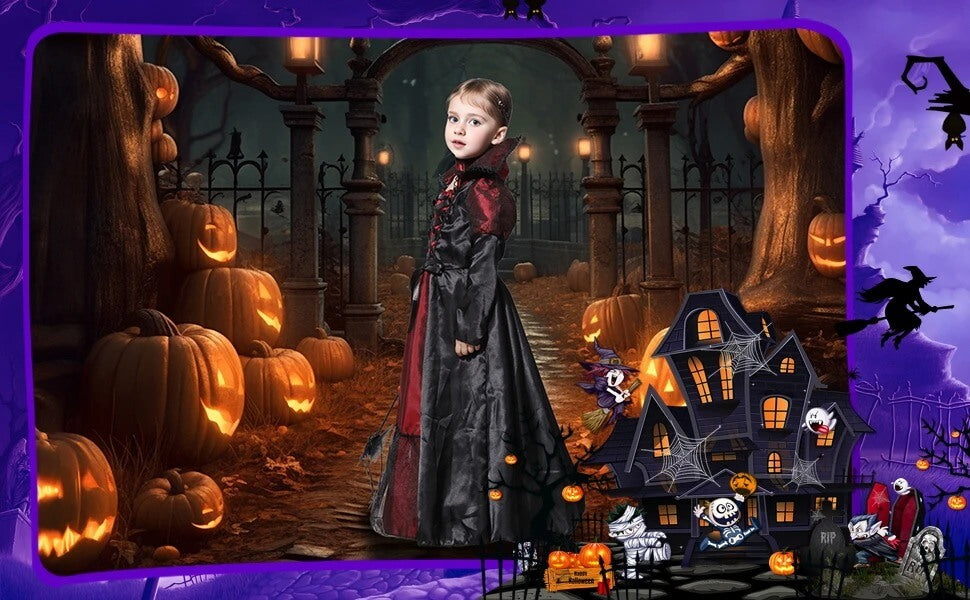 Fantasia Infantil de Vampira - 2-9 Anos