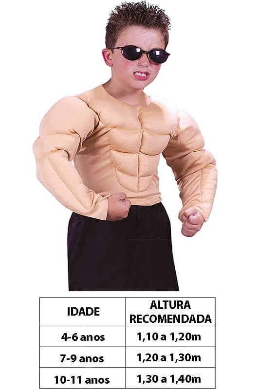 Fantasia Infantil de Halterofilista Musculoso - 4-11 Anos